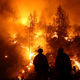 Firefighters attempting to control the Medocino Complex fire in August 2018, near Lodoga, California.
